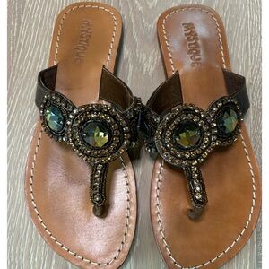 Stunning Mystique Leather and crystal sandals size 8